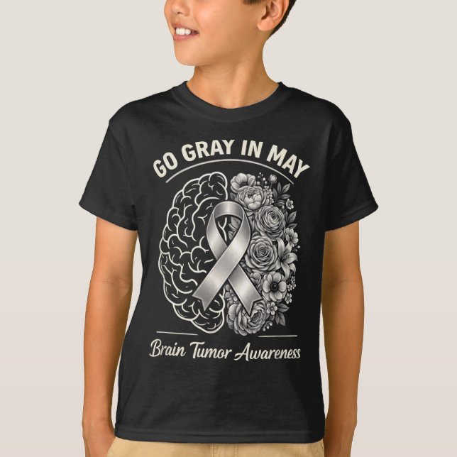 Hjärntumör medvetenhet bär grått i maj stark t shirt (Framsida)