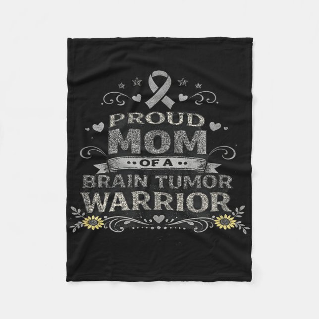 Hjärntumör medvetenhet krigarmamma grå band fleecefilt (Framsidan)