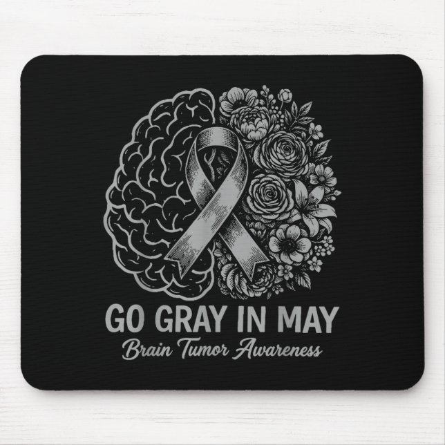 Hjärntumör medvetenhet slit grått i maj stark musmatta (Framsidan)