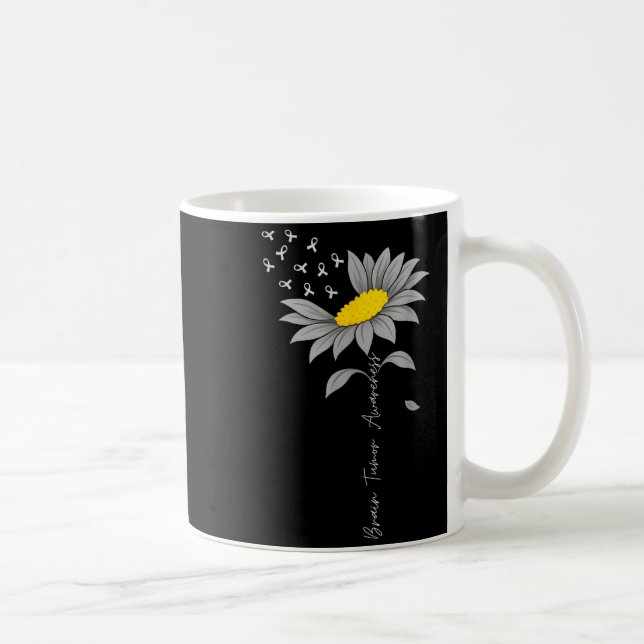 Hjärntumör medvetenhet solros grå band hjärna kaffemugg (Höger)