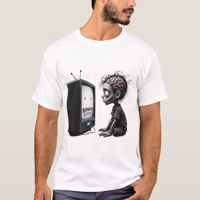 HjärnTvättat utan framtid - Edgy Mörk Grafik Tee (Framsida)