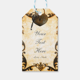 Hjärslås & Nyckel Vintage Rustik Bröllopspresent T Presentetikett