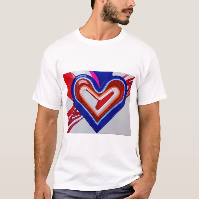 Hjärt Blå Röd T-shirt (Framsida)