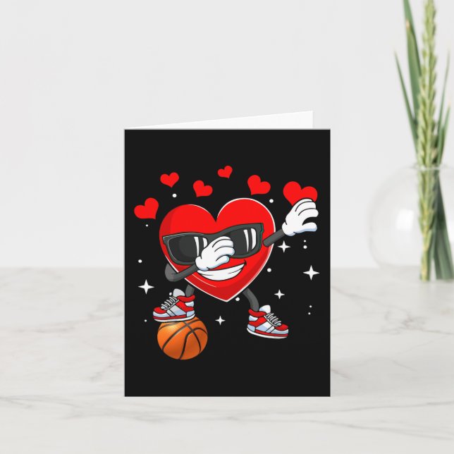 Hjärt Dab-dans med basketboll Alla hjärtans dag Kort (Framsida)