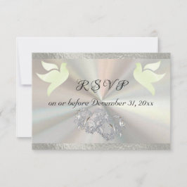 Hjärt, duvor och band - vit/Silver OSA Kort