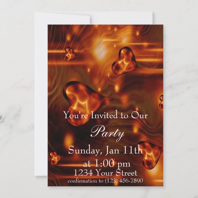 Hjärt Flamma Festinbjudan full Inbjudningar (Framsida)