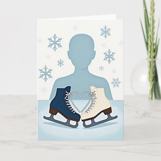 Hjärt Isdans Vinter Kärlekskort Kort (Framsida)