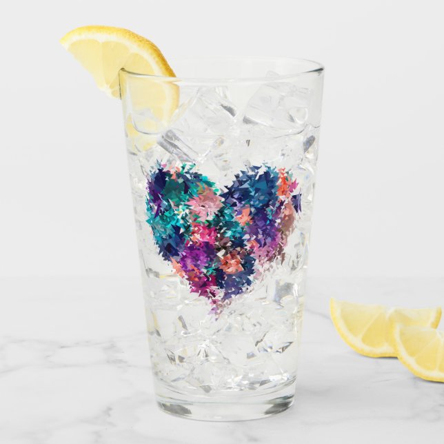 Hjärt, kärlek, polygontal glaskopp (Framsida Ice)