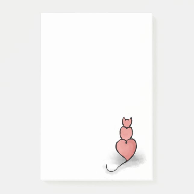 Hjärt-katt Post-it Block (Framsida)
