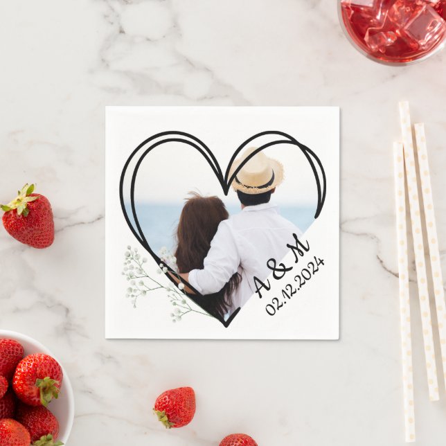 Hjärt- och babyvitblommor Personifierade Pappersservett (Insitu)