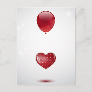 Hjärt och ballong vykort