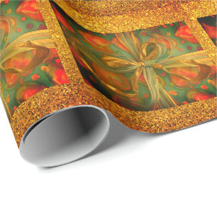 Hjärt- och bålrött och grönt glitter utseende presentpapper