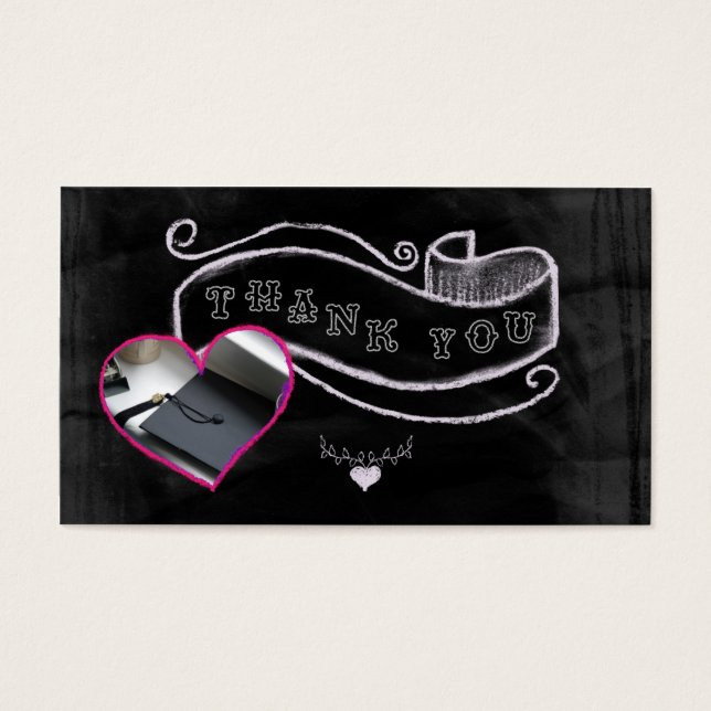 Hjärt- och banderoll tack visitkort (Framsidan)