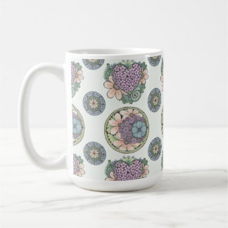 Hjärt- och blommor doodle art mugg. kaffemugg
