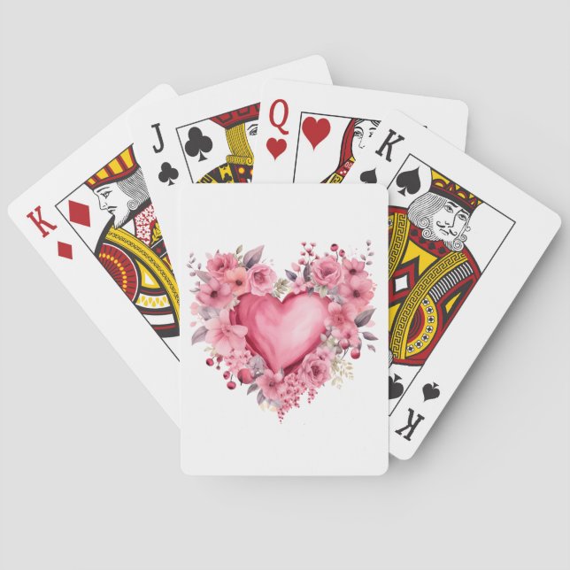 Hjärt och blommor för Valentines day Casinokort (Baksidan)