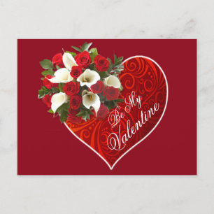 Hjärt och blommor Valentine vycard Vykort