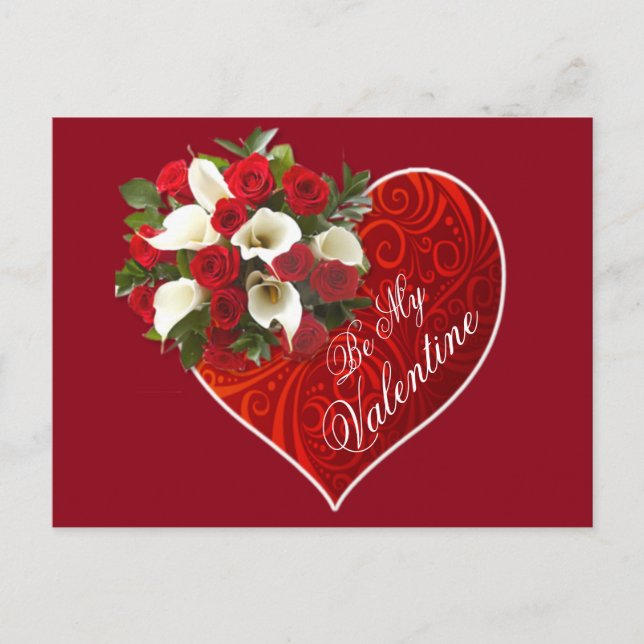 Hjärt och blommor Valentine vycard Vykort (Framsida)