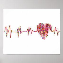 Hjärt och EKG; färgstark Poster