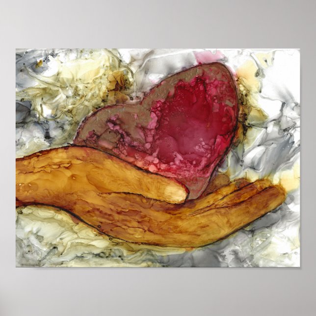Hjärt och hand 13 x 10 tum poster (Framsidan)