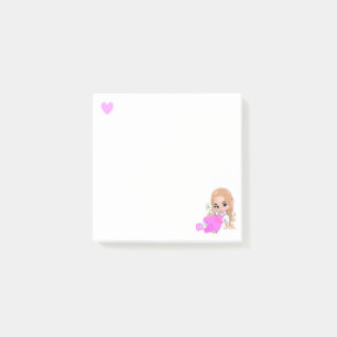 Hjärt- och kärlmjölk med Daisy på vitt Post-it Block