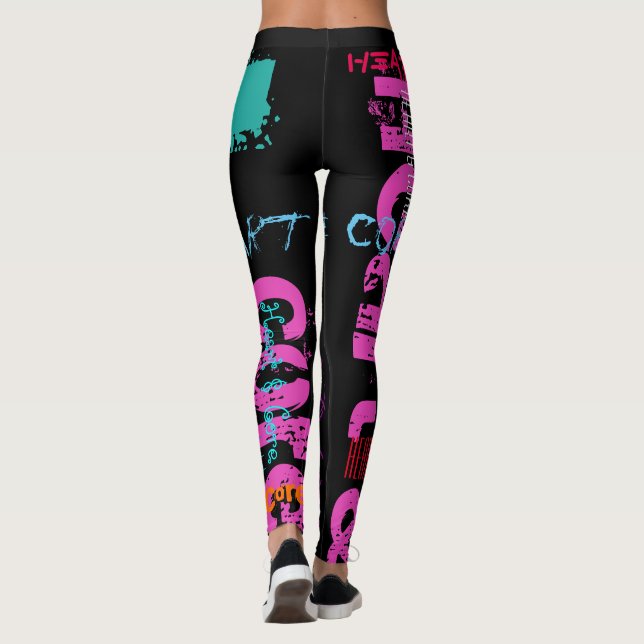 Hjärt och kärna som upprepar 10 brev leggings (Baksida)