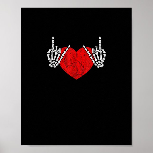 Hjärt och roll av Skeleton, Valentineser Halloween Poster (Framsidan)