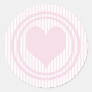 Hjärt och Rosa och vitt rand Runt Klistermärke