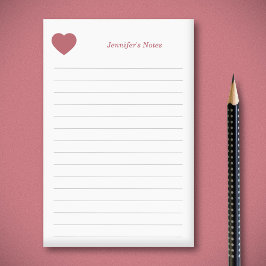 Hjärt och rött post-it block