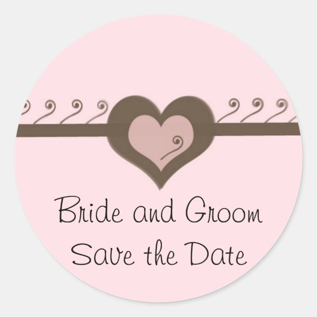 Hjärt och Scrollsar Runt Klistermärke (Framsida)