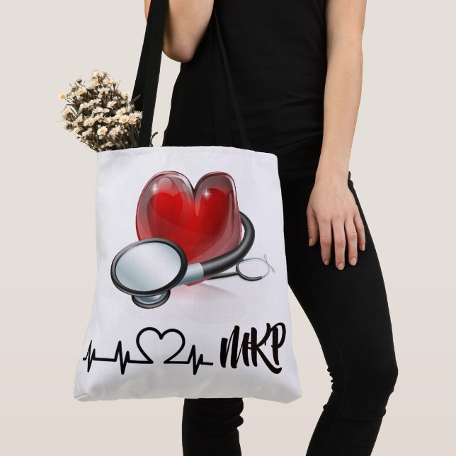 Hjärt - och stetoskocope Large Monogram Tote Tygkasse (Närbild)