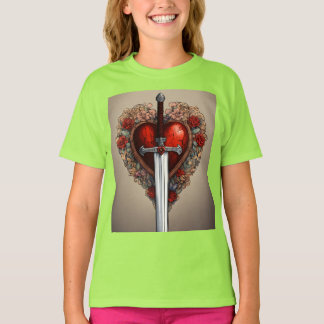 Hjärt- och sword-grafik T-Shirt