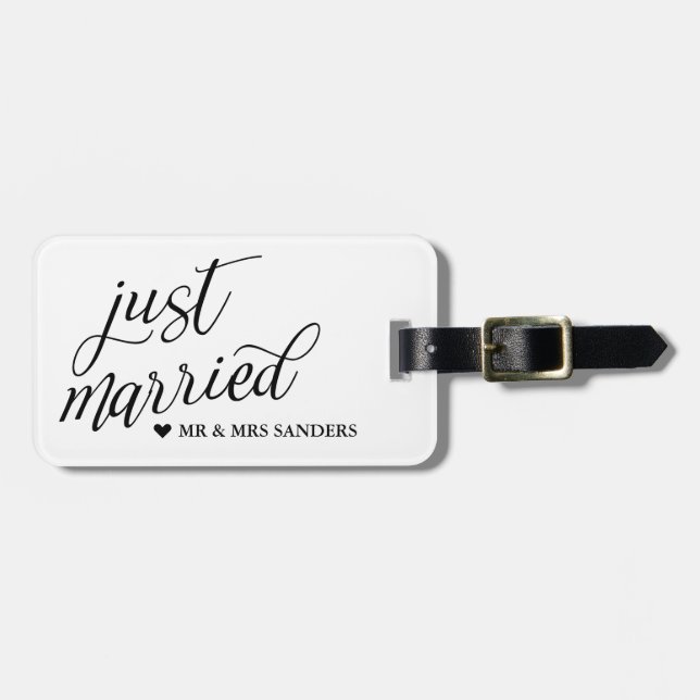 Hjärt- och trådlöst skript Ny gifta Bagagebricka (Horisontell Framsida)