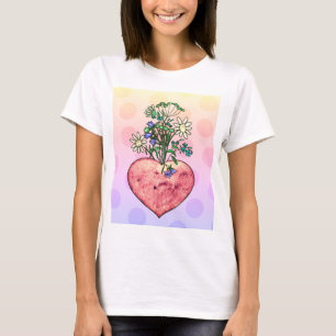 Hjärt och vild blommor T-Shirt