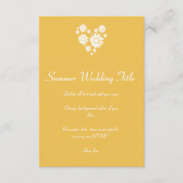 Hjärt- och vit solblomma i Bröllop Sol Inbjudningar