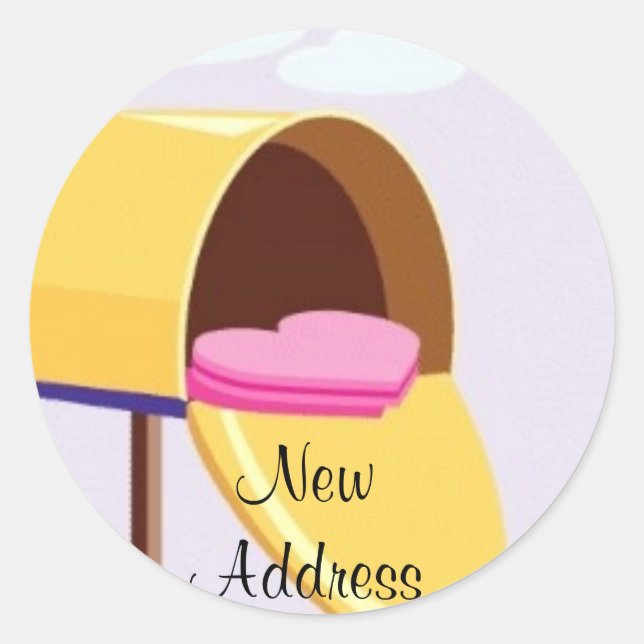 Hjärt-postlåda Runt Klistermärke (Framsida)