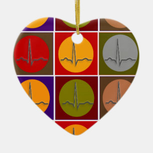 Hjärt- QRS-popkonst Julgransprydnad Keramik