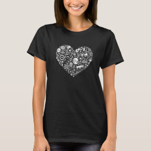 Hjärt Shape Musik noter Music älskare ger Valen T Shirt