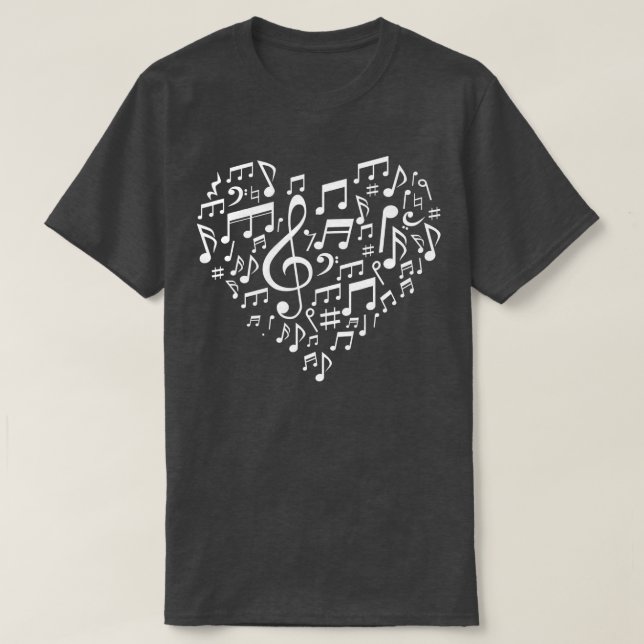 Hjärt Shape Musik noter Music älskare ger Valen T Shirt (Design framsida)