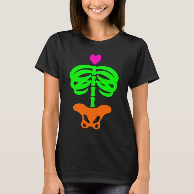 Hjärt Skelett Top T-shirt (Framsida)