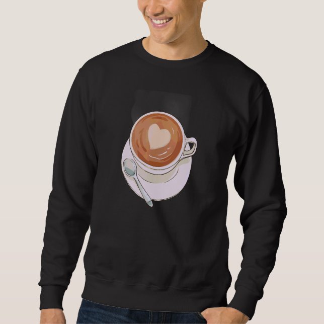 Hjärt Skum Kaffe   och Baristor Lång Ärmad Tröja (Framsida)