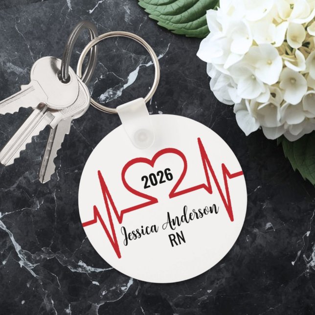 Hjärt Slag Doktor Sjuksköterska Medicinsk Nyckelring (Heart Beat Doctor Nurse Medical keychain)