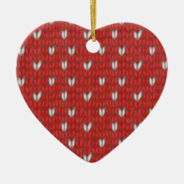 HJÄRT STICKA keramisk hjärtklappning Julgransprydnad Keramik (Framsidan)