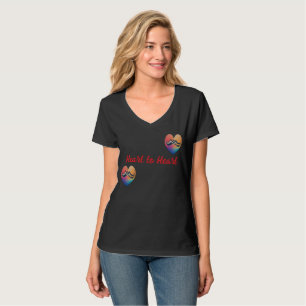 Hjärt till hjärta, Kärlek-symbol V-Nacke T Shirt