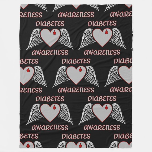Hjärt/Vingar... diabetes Fleecefilt (Framsidan)