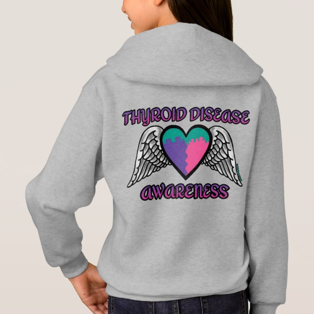 Hjärt/Vingar... sköldkörtelsjukdom T Shirt (Baksida)
