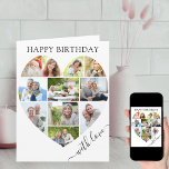 Hjärta 11 Fotokollage med Kärlek Script Birthday Kort<br><div class="desc">Säg Grattis på födelsedagen med ett kärlek-fotokollage, personlig födelsedagskort. Fotomallen är inställd för att du ska kunna lägga till bilder, som arbetar i rader uppifrån och ned till grund. Fotokollaget innehåller 11 bilder som visas i en blandning av porträtt, liggande och kvadratiska/instagram-format. "med kärlek" är skrivet i handskrivet skript i...</div>