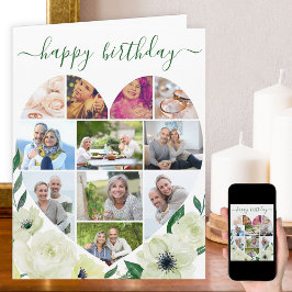 Hjärta 11 Fotokollage Vit ros Grattis på födelseda Kort