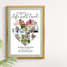 Hjärta 11 Photo Collage Life well Lived Funeral Poster