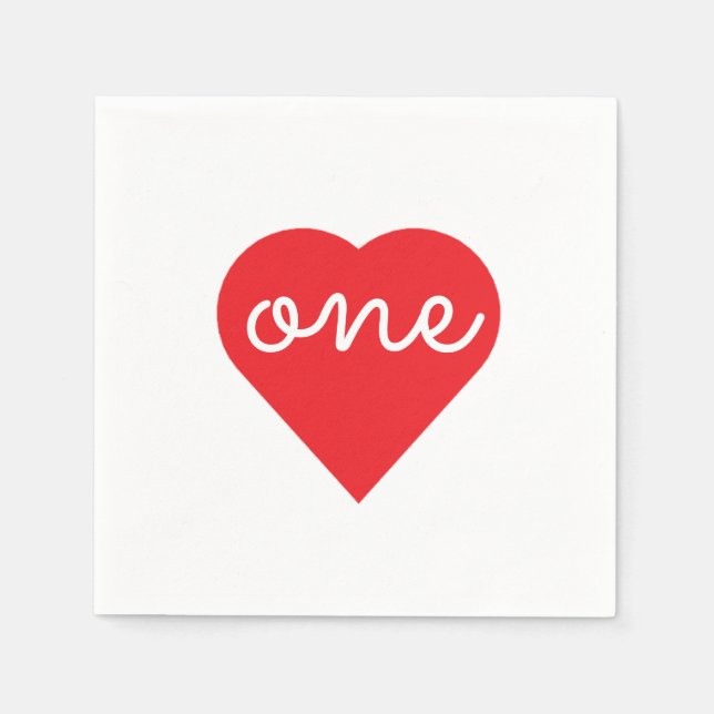 Hjärta 1:a födelsedag pappersservett (Framsidan)