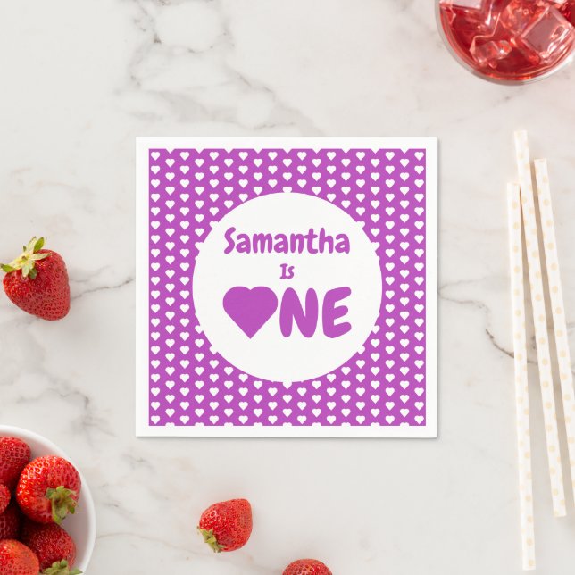 Hjärta 1:a födelsedag pappersservett (Insitu)